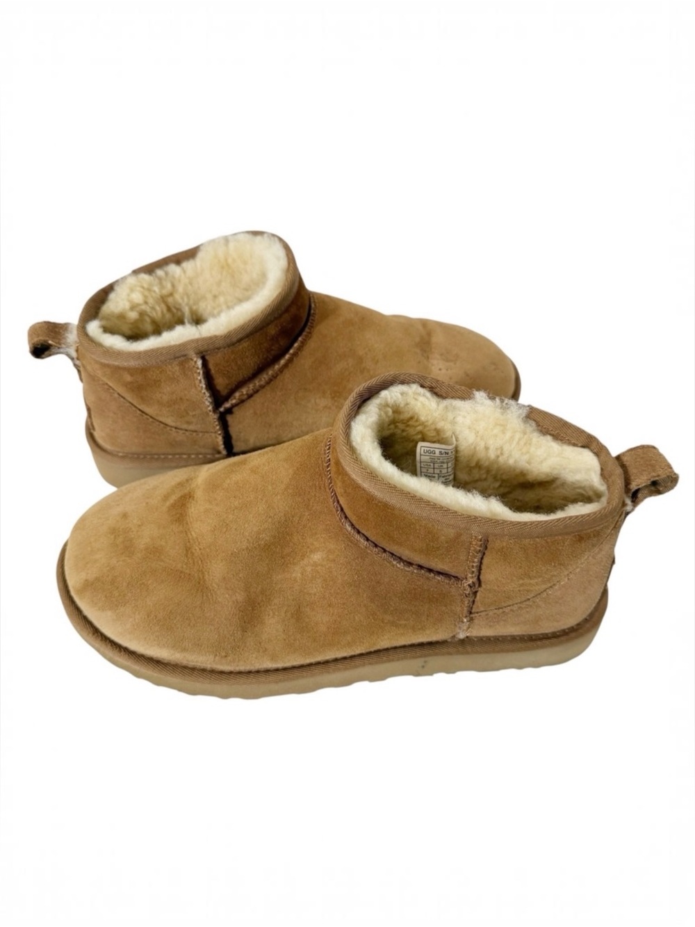 UGG Classic Ultra Mini Chestnut Suede Ankle Boots 1116109 Womens Size 7 FLAW